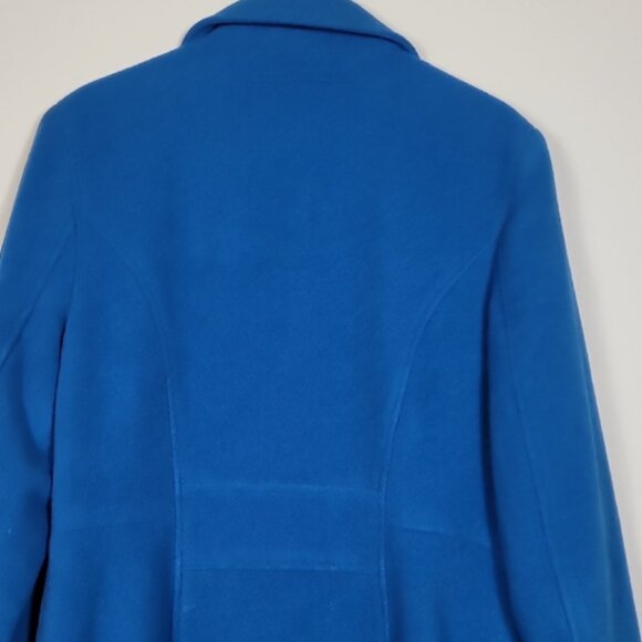 NWT MetroStyle Women Wool Trench Coat Size 12/M/L Teal Blue Button Up Pockets - Picture 12 of 14